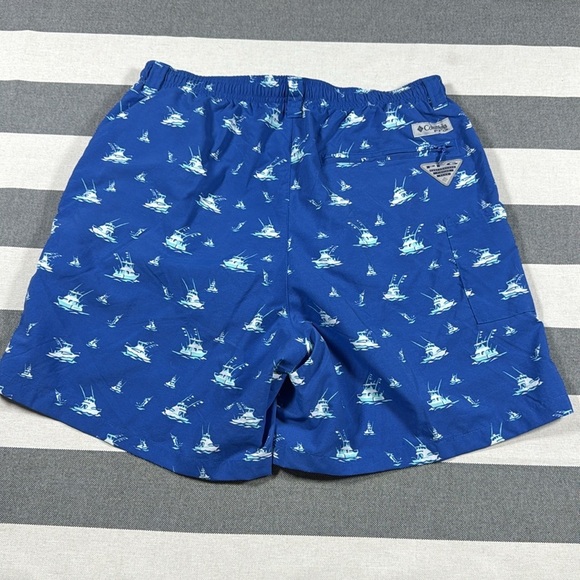 Columbia Men’s Swim Trunks Blue Boat Print Backcast Shorts S NWT 6” Inseam UPF - Picture 6 of 15